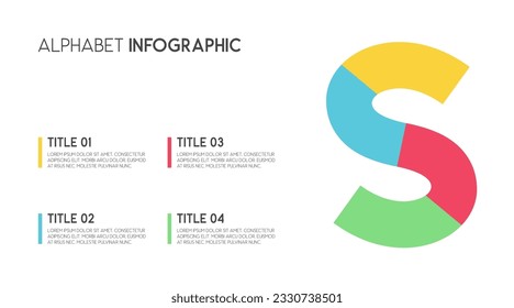 Letra S infografía del alfabeto vector, plantilla para presentación