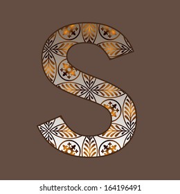 Letter S, vector font of vintage texture. See the entire set of alphabet from this series in my portfolio.