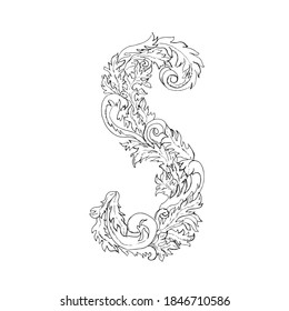 Letter S, vector hand drawn monogram