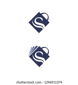 Letter S vector icon shaped swan with shop bag for your business . Luxury concept design. Vector illustration EPS.8 EPS.10