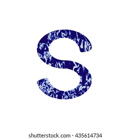 Letter S. Vector illustration with blue letter S.