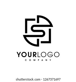 Letter s vector line logo design. Creative minimalism logotype icon symbol. - Vector