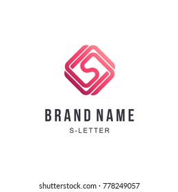 Diseño del logotipo vectorial de la letra S.