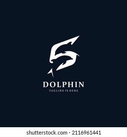 letter S with vector logo dolphin simple inspiration	