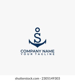 Letter S vector logo integrated in a simple minimalist anchor shape.