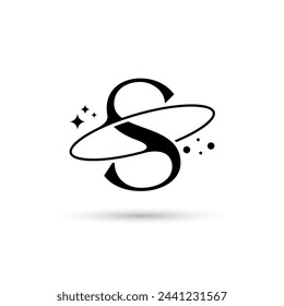 Letter S Vector Logo On Which An Abstract Image Of A Planet