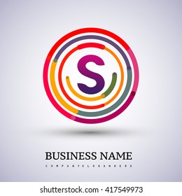 Letter S vector logo symbol in the colorful circle thin line. Design for your business or company identity.