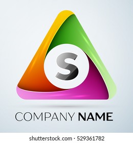 Letter S vector logo symbol in the colorful triangle. Vector template for your design