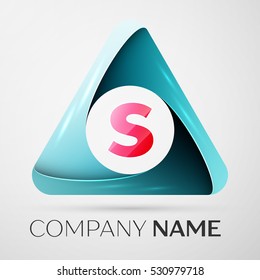 Letter S vector logo symbol in the colorful triangle on grey background. Vector template for your design
