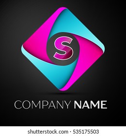 Letter S vector logo symbol in the colorful rhombus. Vector template for your design