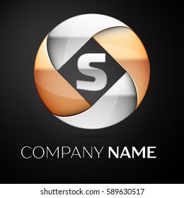 Letter S vector logo symbol in the colorful circle on black background. Vector template for your design