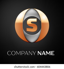 Letter S vector logo symbol in the colorful circle on black background. Vector template for your design