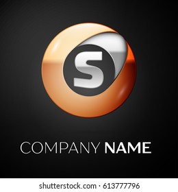 Letter S vector logo symbol in the colorful circle on black background. Vector template for your design