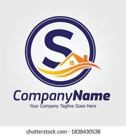 Plantilla de logotipo vectorial de la letra S, logotipo de la letra colorida S, inmobiliario, logotipo de construcción y diseño de la plantilla de vectores