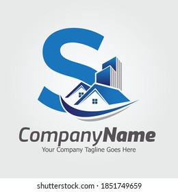 Plantilla de logotipo vectorial de la letra S, logotipo de la letra colorida S, inmobiliario, logotipo de construcción y diseño de la plantilla de vectores