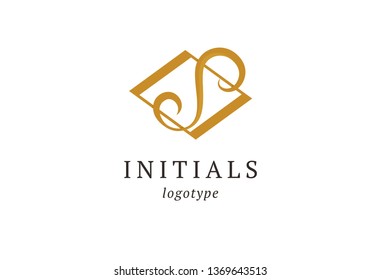Letter S vector logo. Vintage Insignia and Logotype. Business sign, identity, label, badge initials. Monogram design elements, graceful template. Calligraphic elegant logo design. 