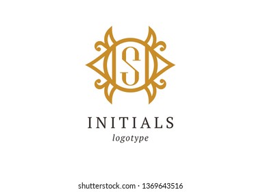 Letter S vector logo. Vintage Insignia and Logotype. Business sign, identity, label, badge initials. Monogram design elements, graceful template. Calligraphic elegant logo design. 
