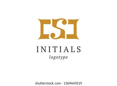 Letter S vector logo. Vintage Insignia and Logotype. Business sign, identity, label, badge initials. Monogram design elements, graceful template. Calligraphic elegant logo design. 