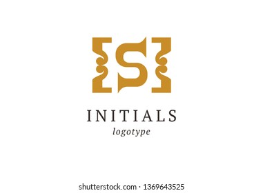 Letter S vector logo. Vintage Insignia and Logotype. Business sign, identity, label, badge initials. Monogram design elements, graceful template. Calligraphic elegant logo design. 