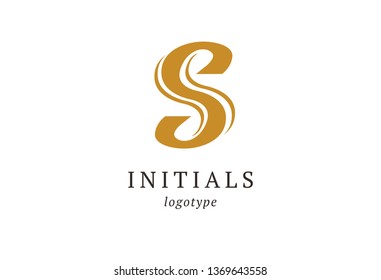 Letter S vector logo. Vintage Insignia and Logotype. Business sign, identity, label, badge initials. Monogram design elements, graceful template. Calligraphic elegant logo design. 