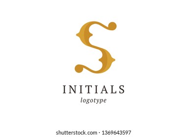 Letter S vector logo. Vintage Insignia and Logotype. Business sign, identity, label, badge initials. Monogram design elements, graceful template. Calligraphic elegant logo design. 