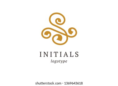Letter S vector logo. Vintage Insignia and Logotype. Business sign, identity, label, badge initials. Monogram design elements, graceful template. Calligraphic elegant logo design. 