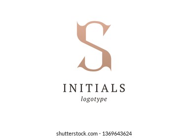 Letter S vector logo. Vintage Insignia and Logotype. Business sign, identity, label, badge initials. Monogram design elements, graceful template. Calligraphic elegant logo design. 