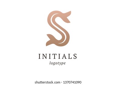 Letter S vector logo. Vintage Insignia and Logotype. Business sign, identity, label, badge initials. Monogram design elements, graceful template. Calligraphic elegant logo design. 
