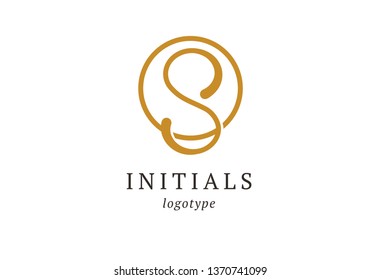 Letter S vector logo. Vintage Insignia and Logotype. Business sign, identity, label, badge initials. Monogram design elements, graceful template. Calligraphic elegant logo design. 