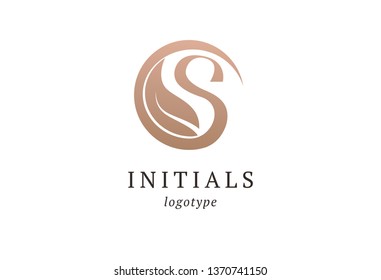 Letter S vector logo. Vintage Insignia and Logotype. Business sign, identity, label, badge initials. Monogram design elements, graceful template. Calligraphic elegant logo design. 