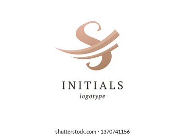 Letter S vector logo. Vintage Insignia and Logotype. Business sign, identity, label, badge initials. Monogram design elements, graceful template. Calligraphic elegant logo design. 