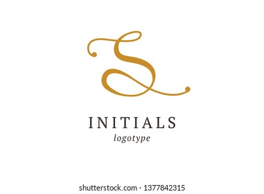 Letter S vector logo. Vintage Insignia and Logotype. Business sign, identity, label, badge initials. Monogram design elements, graceful template. Calligraphic elegant logo design. 