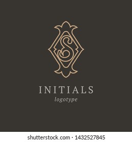 Letter S vector logo. Vintage Insignia and Logotype. Business sign, identity, label, badge initials. Monogram design elements, graceful template. Calligraphic elegant logo design.