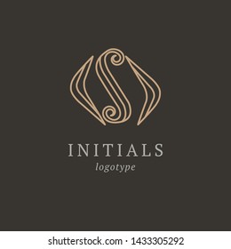 Letter S vector logo. Vintage Insignia and Logotype. Business sign, identity, label, badge initials. Monogram design elements, graceful template. Calligraphic elegant logo design.