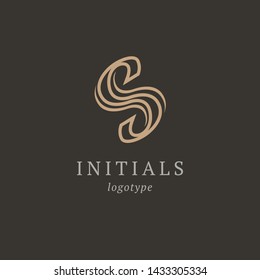 Letter S vector logo. Vintage Insignia and Logotype. Business sign, identity, label, badge initials. Monogram design elements, graceful template. Calligraphic elegant logo design.
