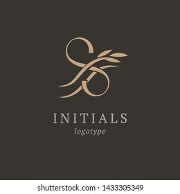 Letter S vector logo. Vintage Insignia and Logotype. Business sign, identity, label, badge initials. Monogram design elements, graceful template. Calligraphic elegant logo design.