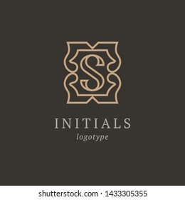 Letter S vector logo. Vintage Insignia and Logotype. Business sign, identity, label, badge initials. Monogram design elements, graceful template. Calligraphic elegant logo design.