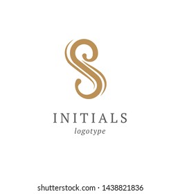 Letter S vector logo. Vintage Insignia and Logotype. Business sign, identity, label, badge initials. Monogram design elements, graceful template. Calligraphic elegant logo design.