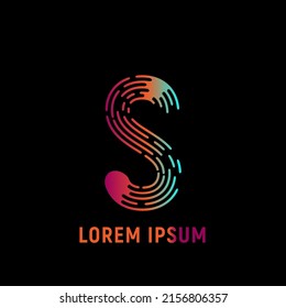 Letter S vector template in liquid form and gradient.