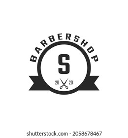 Letter S Vintage Barber Shop Badge and Logo Design Inspiration