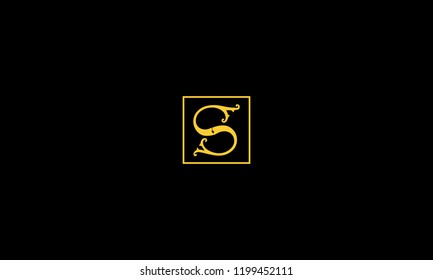 LETTER S VINTAGE LOGO WITH SQUARE FRAME FOR ILLUSTRATION OR LOGO DESIGN USE