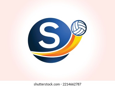 Letter S Volleyball Logo Design For Volleyball Club Symbol Vector Template. Volleyball Sign Template Design.