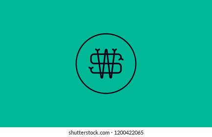 LETTER S AND W LOGO WITH CIRCLE FRAME FOR LOGO DESIGN OR ILLUSTRATION USE