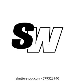 letter S and W logo overlapping black negative