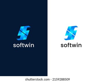letter s and w modern logo design template