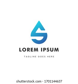 Letter S in Water Drop Initial Logo Design Template Vector Illustration