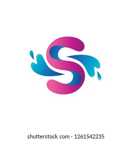 Letter S With Water Splash Logo Design