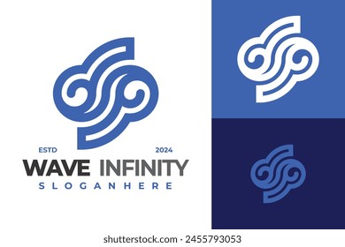 Letter S Wave Infinity logo design vector symbol icon illustration