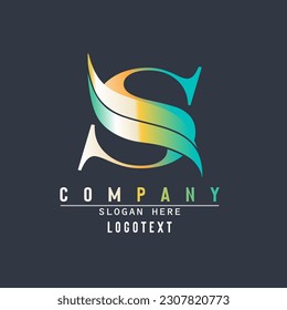 Plantilla de logotipo de letras S y Wave, logotipo S inicial abstracto, letra S creativa con concepto de lujo. Diseño de logotipo S moderno para identidad empresarial y de empresa