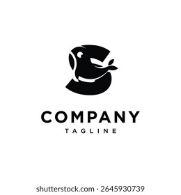 Letter S Whale Cute Logo Icon Vector
